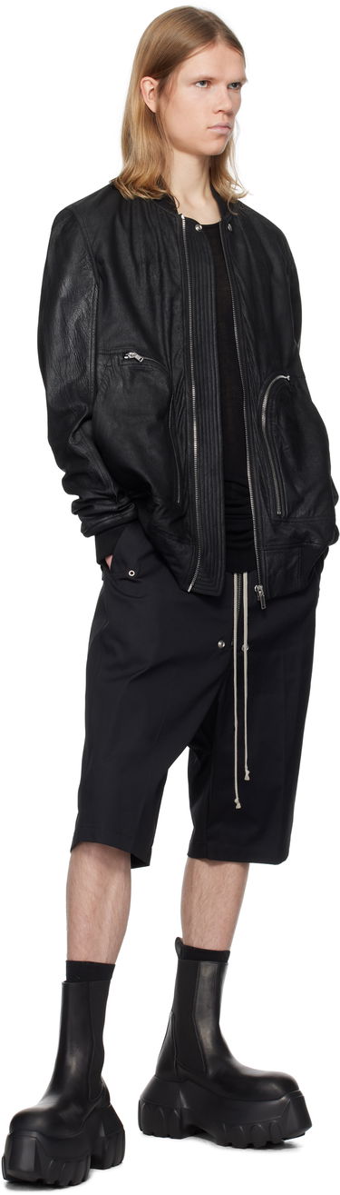 Bomberjakke Rick Owens Rick Owens Hollywood Flight Leather Jacket Sort | RU01E5771 LBA, 3