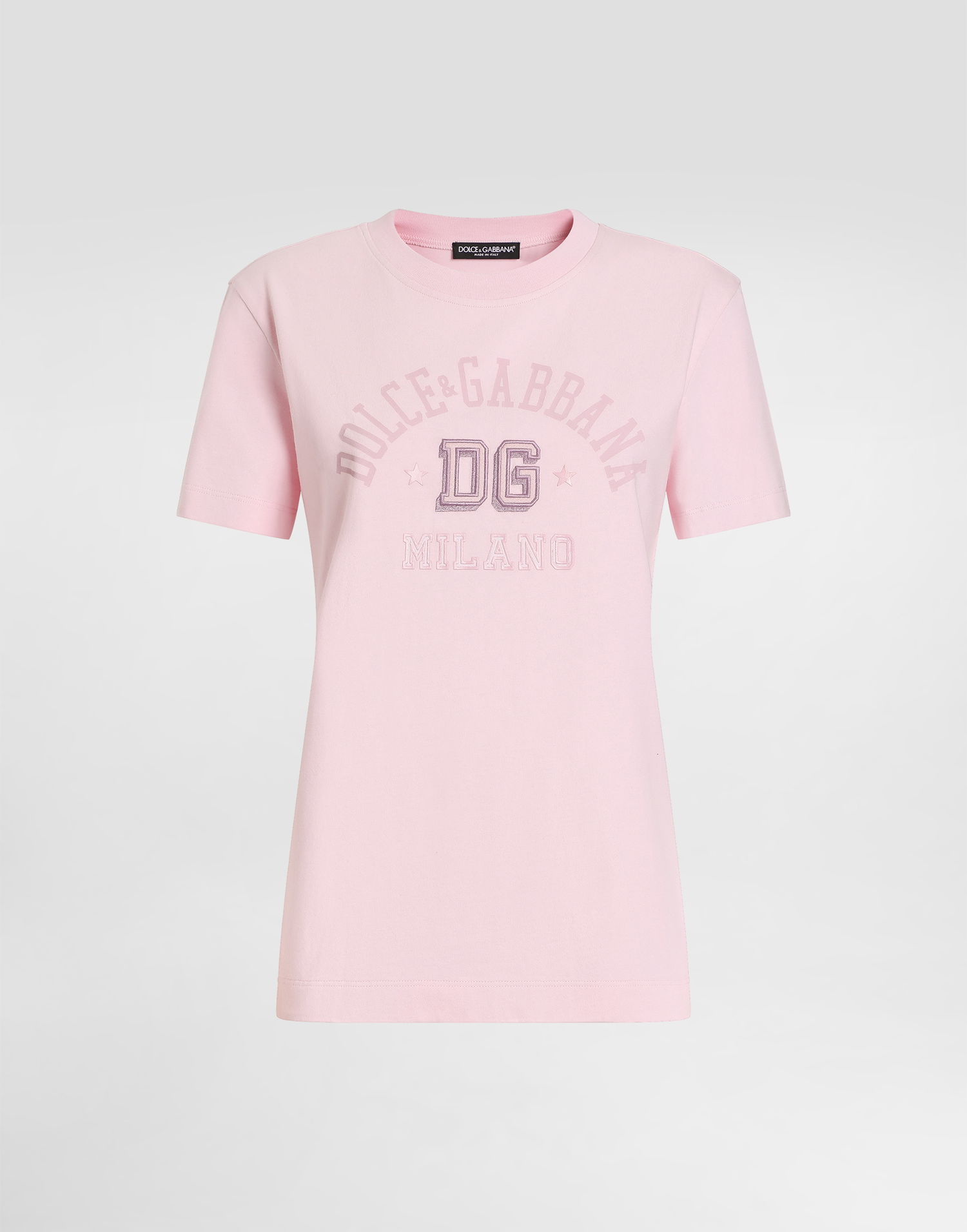 T-shirt Dolce & Gabbana Dolce & Gabbana Oversize Jersey T-Shirt with DG Logo Embroidery Lyserød | F8V42ZGDCX2F2528, 0