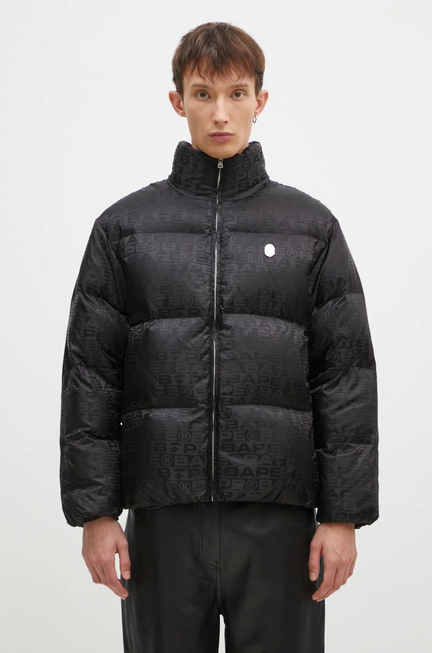 Puffer jakke BAPE Lux Sport Pattern Jacquard Nylon Down Jacket Sort | 1K80144311, 0