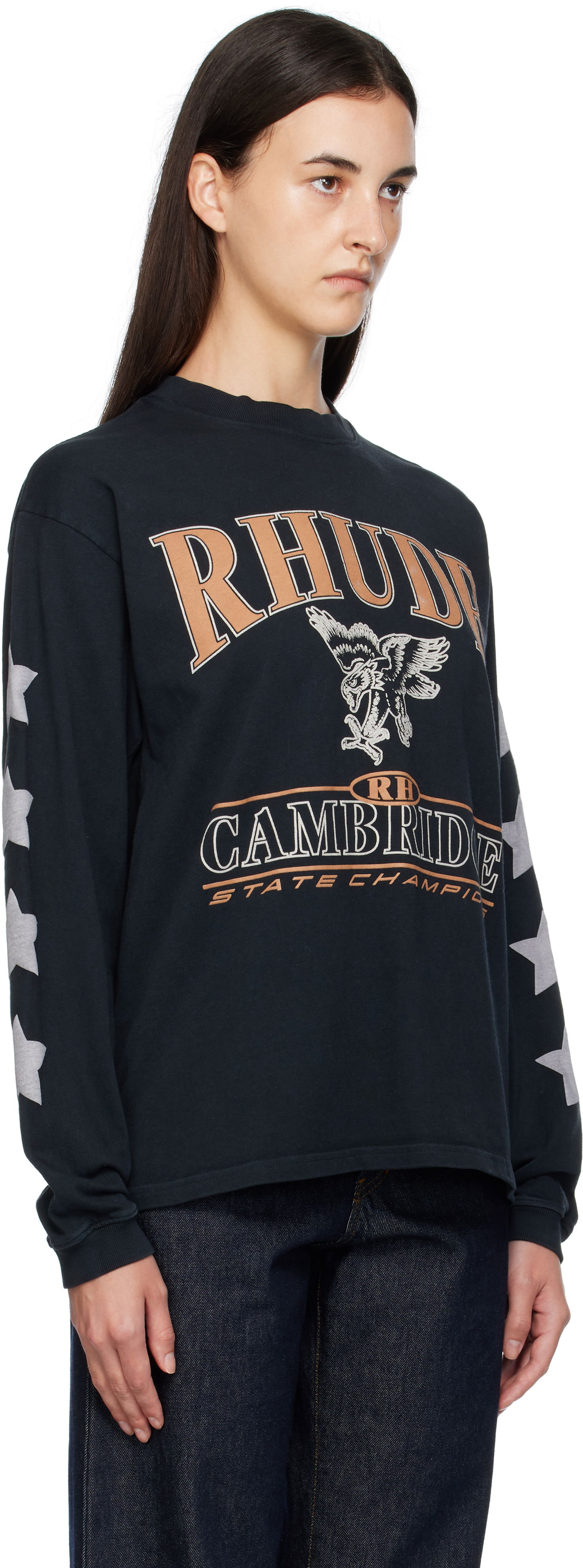T-shirt Rhude Rhude 'Cambridge State Champs' Long Sleeve T-Shirt Sort | RHPF25TT15012, 1