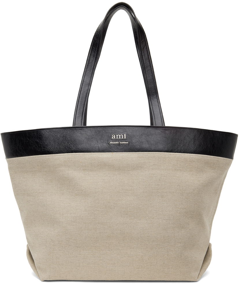 Mulepose AMI Paris East West Shopping Tote Bag Beige | ULL506.AW0037