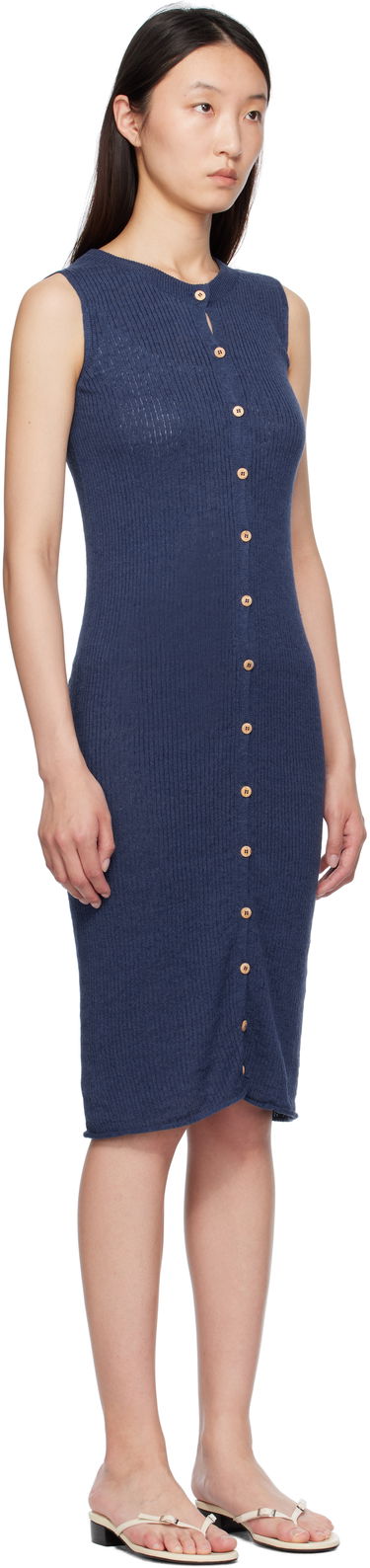 Kjole Baserange Baserange Sleeveless Button-Front Midi Dress Blå | DRDR-LI-SU25, 1