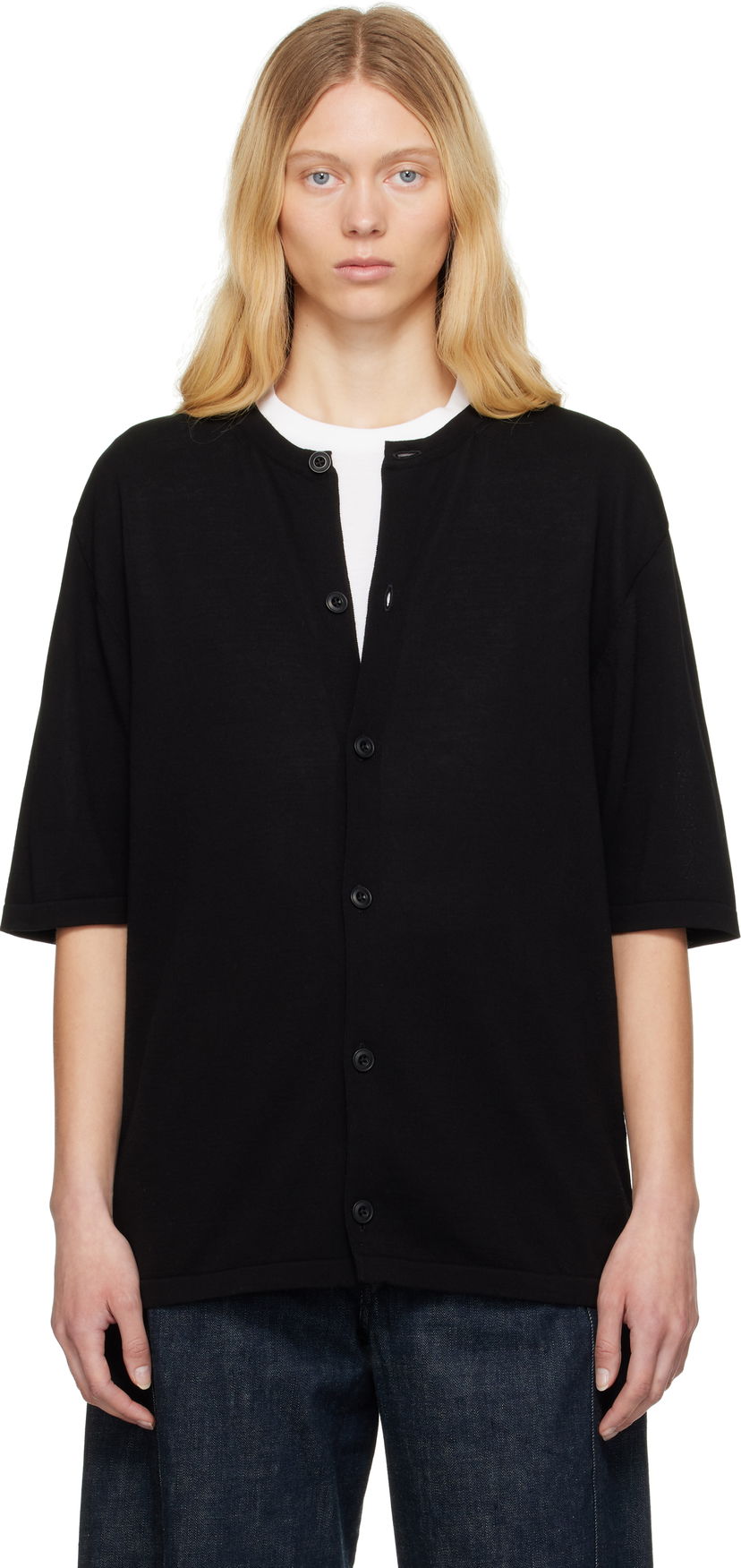 Sweater LEMAIRE Lemaire Short Sleeve Cardigan Sort | TO1371 LK1041
