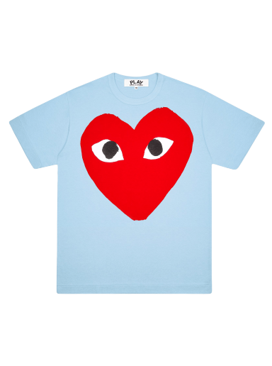 T-shirt Comme des Garçons PLAY Pastelle Red Logo T-Shirt Blå | AZ T274 051 1