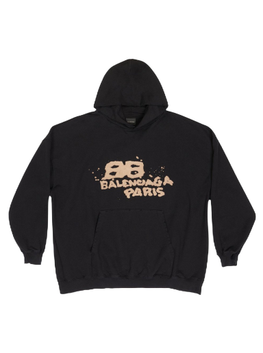 Sweatshirt Balenciaga Hand Drawn BB Icon Large Fit Hoodie Sort | 620947TNVQ11059