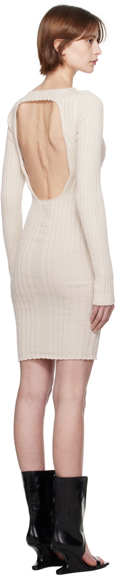 Kjole Rick Owens Rick Owens Hollywood Knit Mini Dress Beige | RP01E7651 KEC, 2