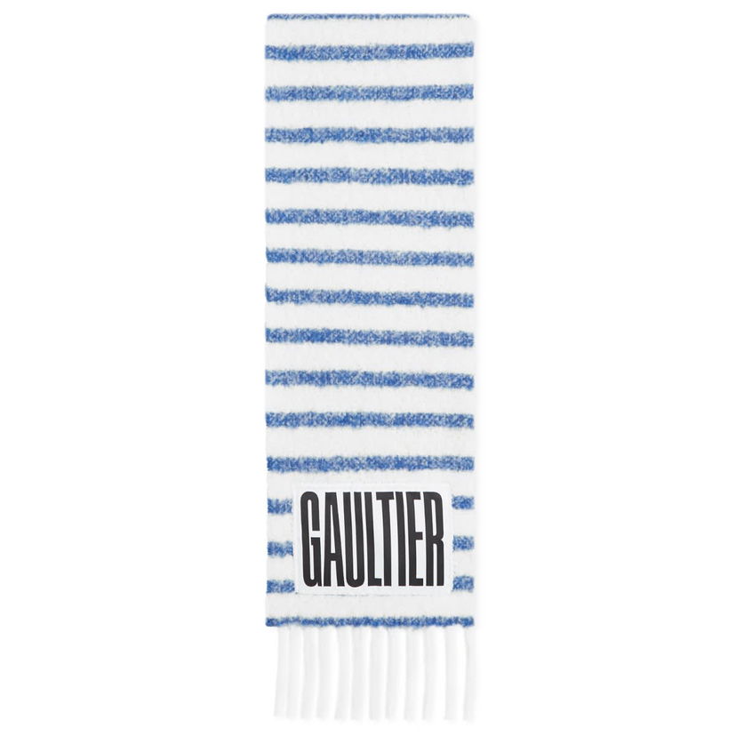 Tørklæde Jean Paul Gaultier Striped Mohair Scarf with Fringe Hvid | 2430UEC037PC5480150