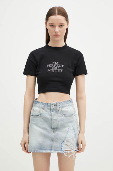Crop top VETEMENTS VETEMENTS I'M Perfect You Adjust Cropped Fitted T-Shirt Sort | WA66TR740B, 0