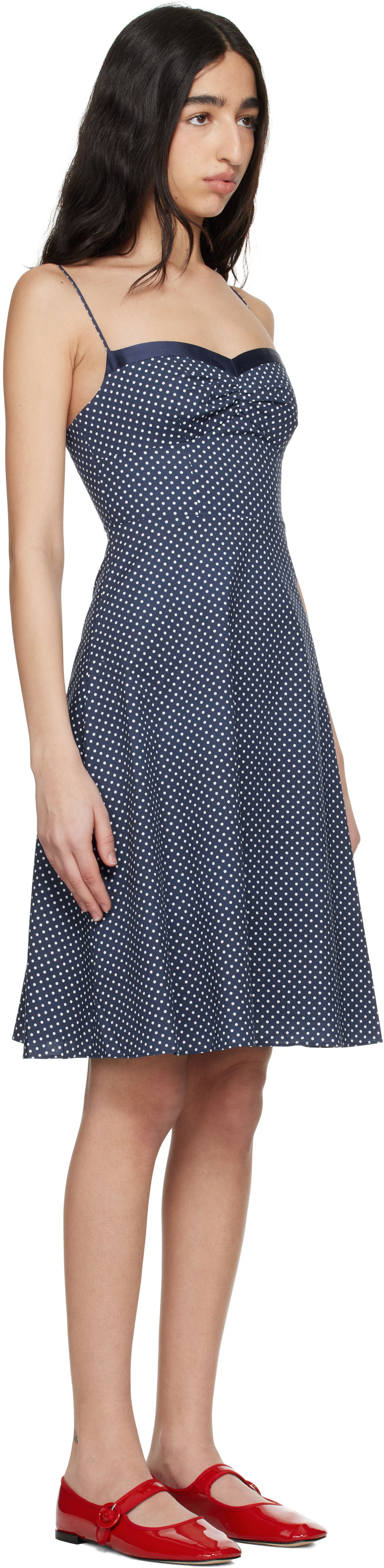 Kjole GUIZIO Guizio Margaux Polka Dot Midi Dress Mørkeblå | S25422W089, 1