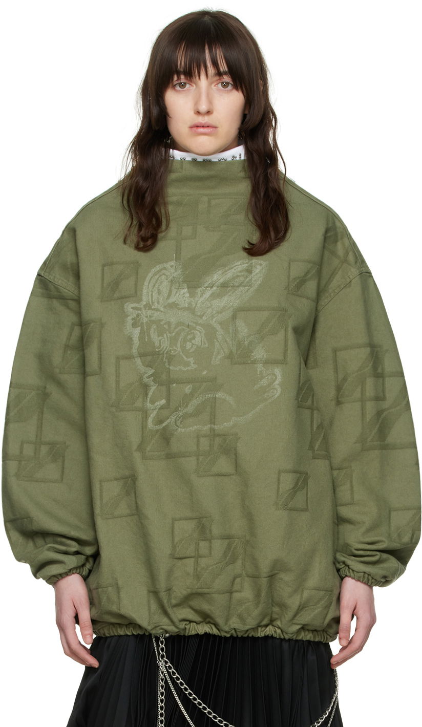 Sweater We11done We11done Denim Mock Neck Blouse Grøn | WD-BL1-22-114-U-KK, 0