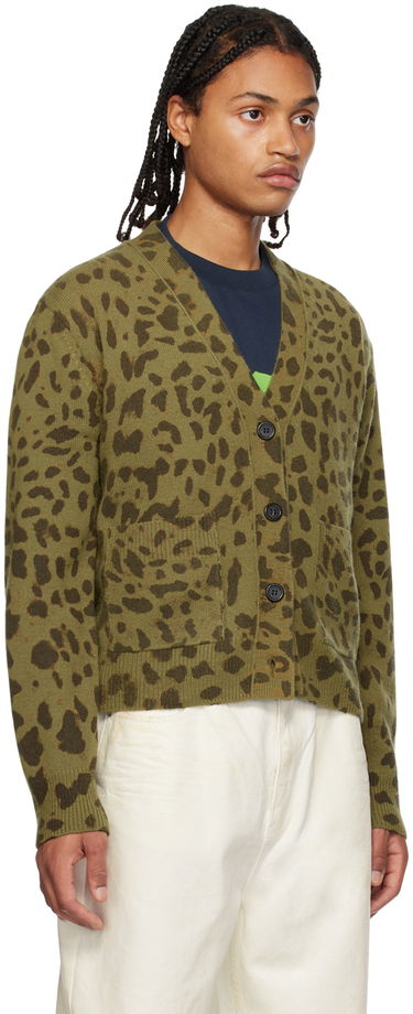 Sweater We11done We11done Leopard Print Cardigan Grøn | WD-KC3-23-622-U-KK, 1