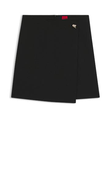 Nederdel BOSS Wrap-front Skirt with Knot Button Sort | 50547624
