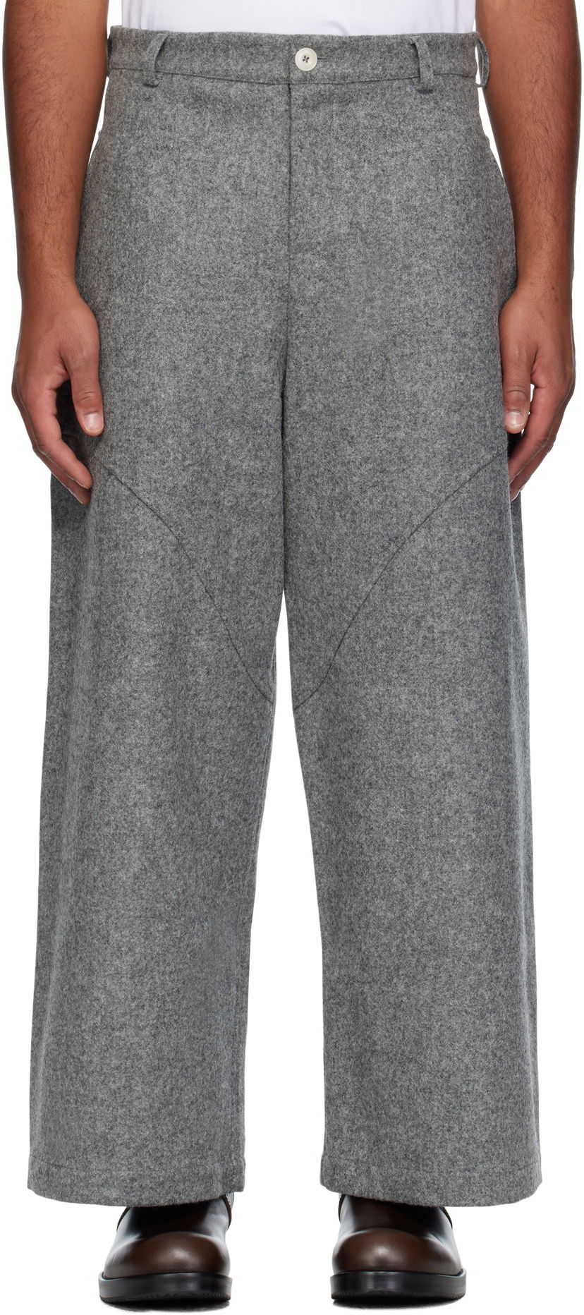 Bukser sage NATION SAGE NATION Wool Carpenter Trousers Grå | S039 CARPENTER TROUSER WOOL MA