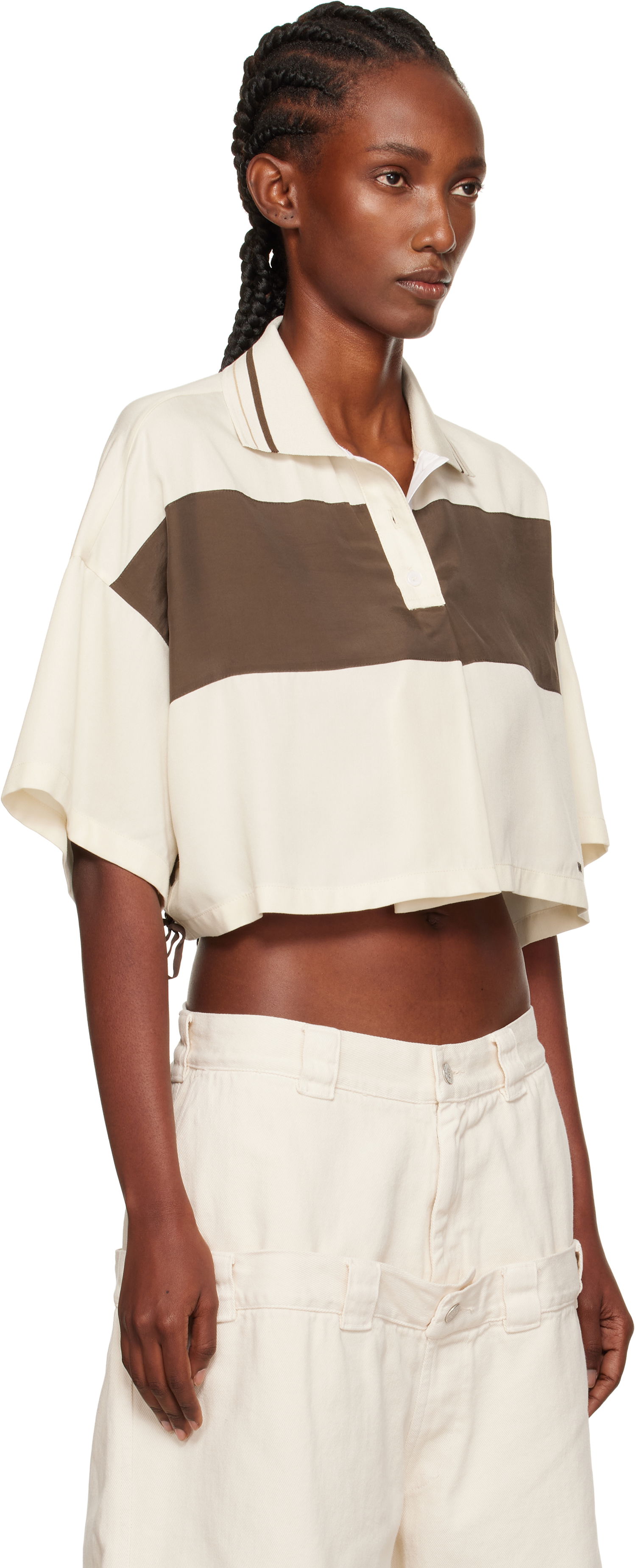 Polo skjorte We11done Cropped Side Ribbon Polo Beige | WD-BL2-25-101-W-IV, 1