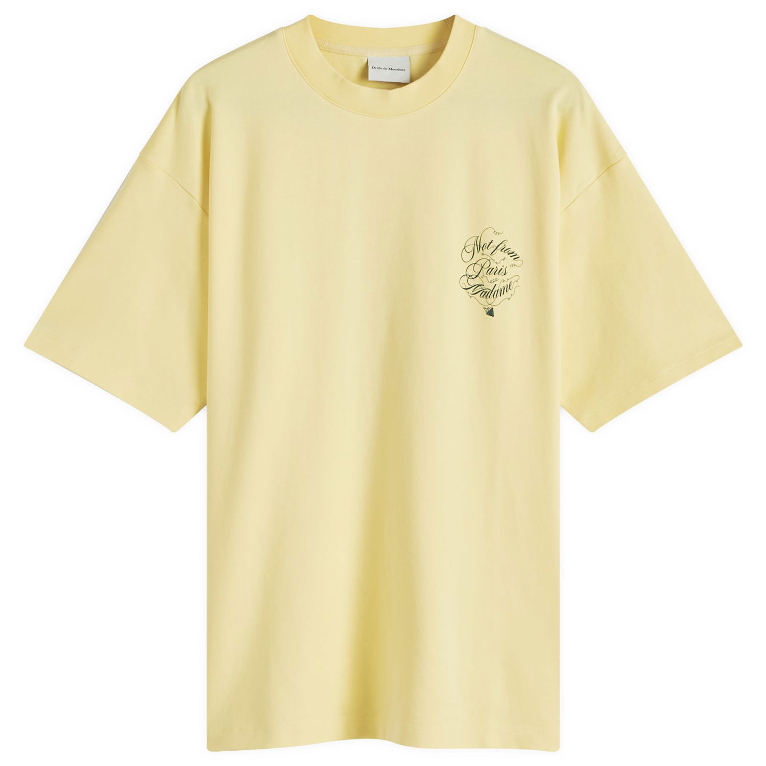 T-shirt Drôle de Monsieur Not From Paris Madame Caligraphy Graphic T-Shirt Gul | F-TS226-CO002-BAN, 0
