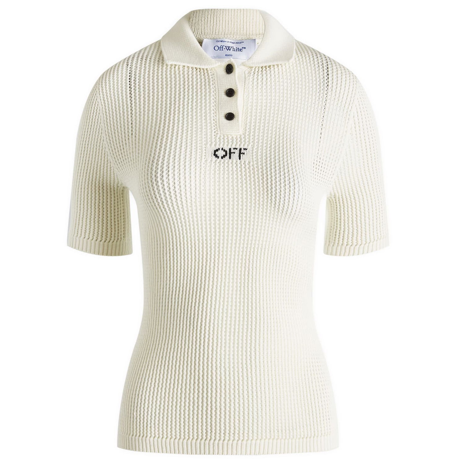 Polo skjorte Off-White Off Net Short Sleeve Polo Hvid | OWHV001F24KNI0010110, 0