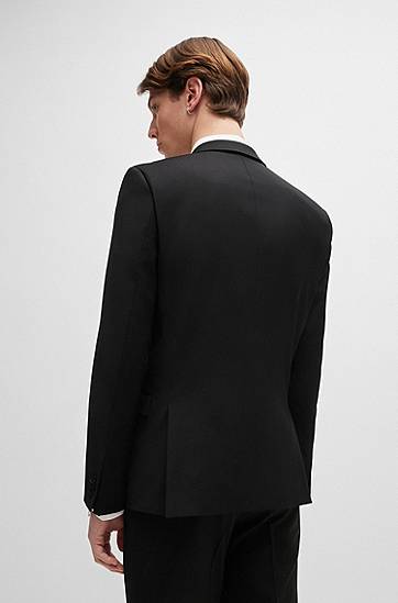 Jakke BOSS HUGO Extra-Slim Fit Stretch Wool Blend Jacket Sort | 50446523, 1