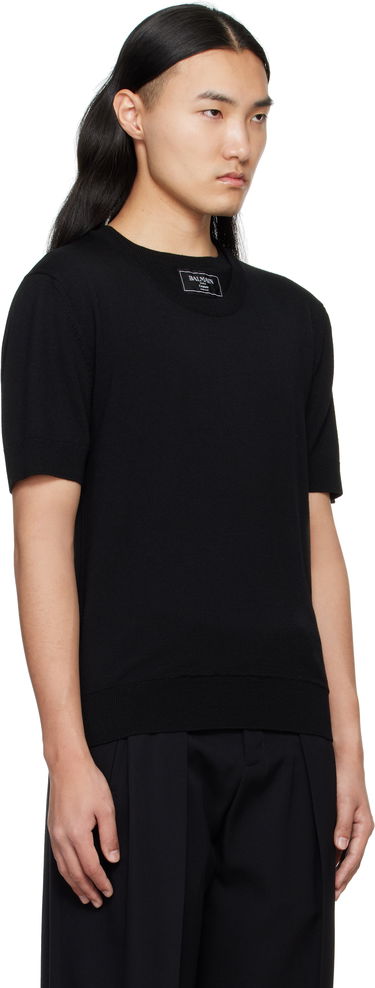 Sweater Balmain Balmain Knit T-Shirt Sort | EH1AL027KH92, 1