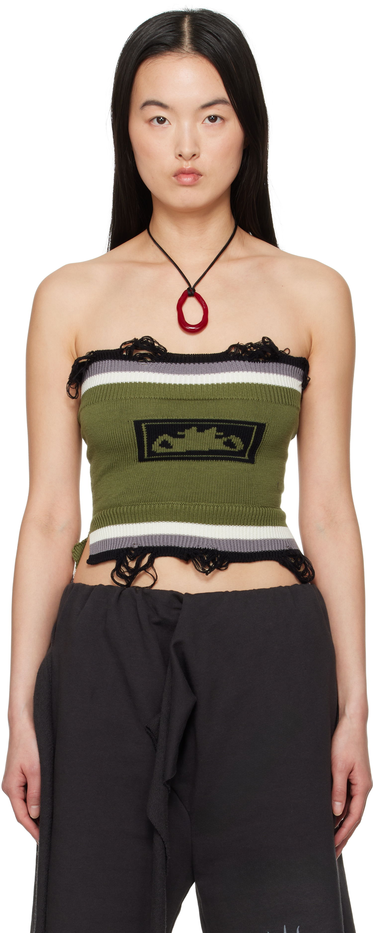 Tanktop Ottolinger Ottolinger Knit Tube Top Grøn | 10710170701, 0