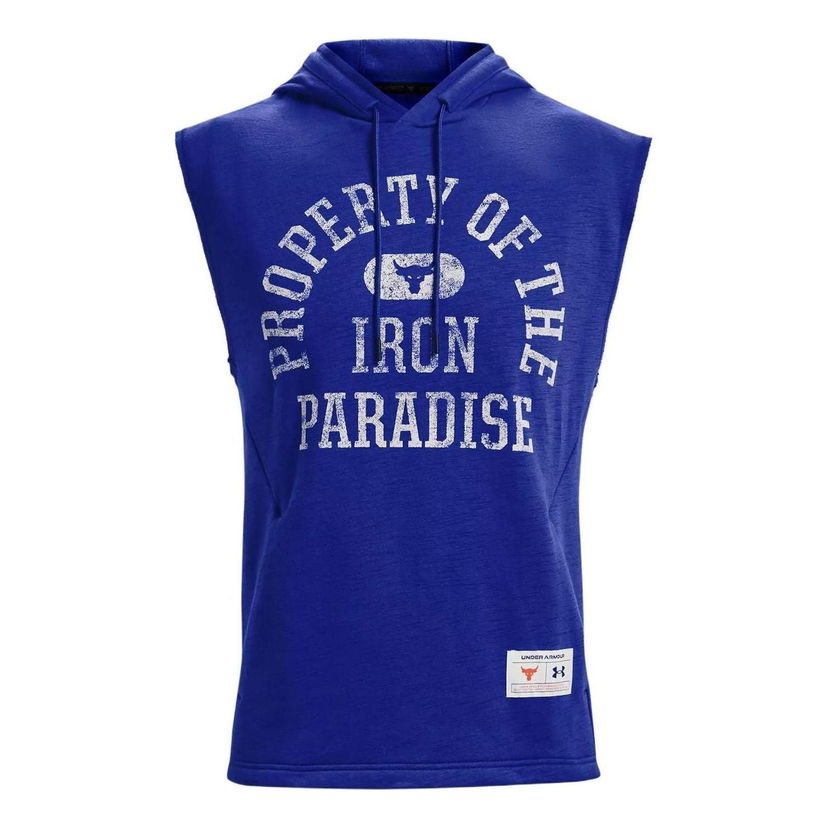 Sweatshirt Under Armour Project Rock Men's Sleeveless Training Hoodie Blå | 1367034-400