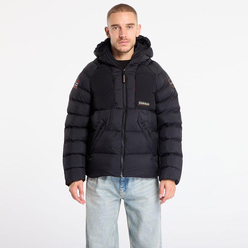 Puffer jakke Napapijri Hooded Puffer Jacket A-Moesa Puf Sort | NP0A4I1R0411