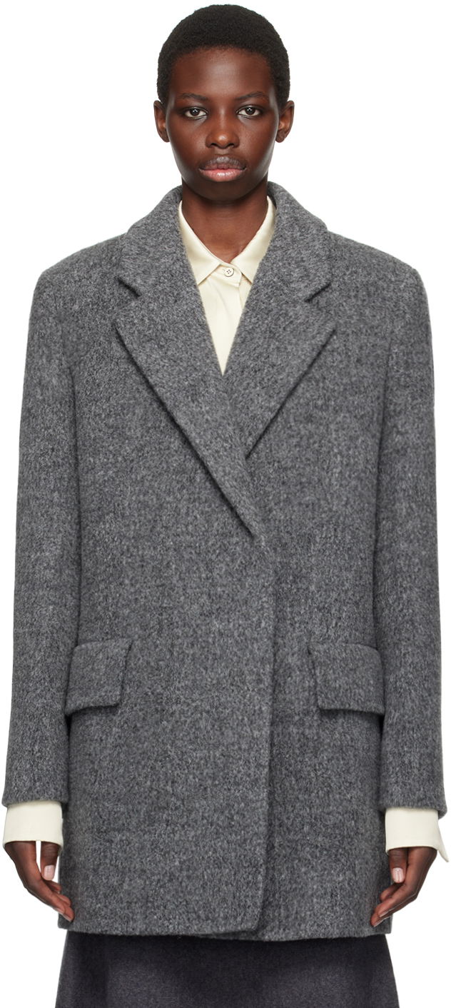Jakke Jil Sander Gray Double-Breasted Caban Jacket Grå | J02AA0172_J41387