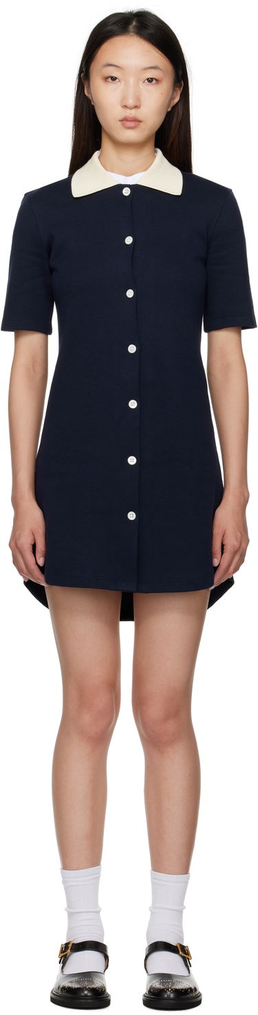 Kjole Thom Browne Thom Browne Double Face Knit Polo Minidress Mørkeblå | FJD129A-J0223, 0