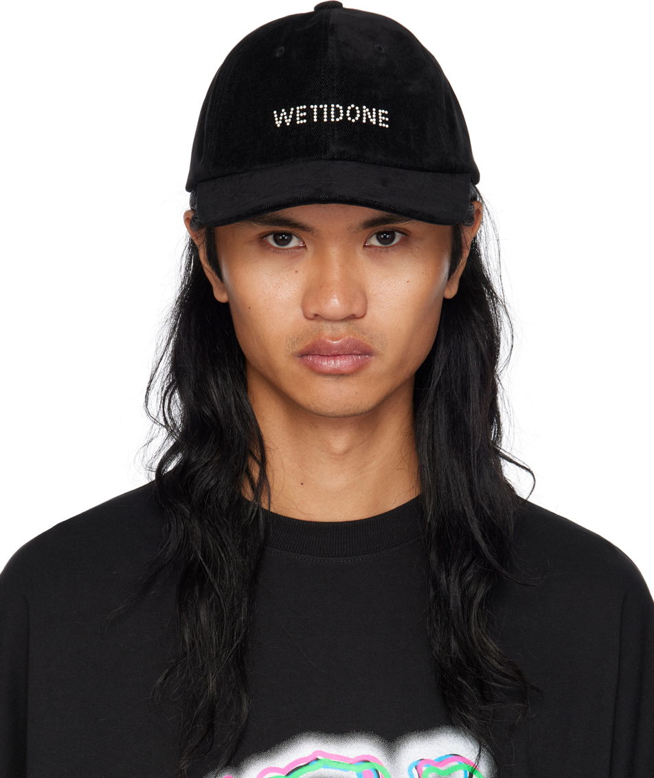 Kasket We11done Embroidered Logo Denim Cap Sort | WD-AH2-24-401-U-BK, 0