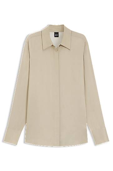 Skjorte BOSS Regular-Fit Satin Blouse Beige | 50542007, 0