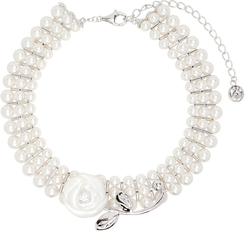 Halskæde SHUSHU/TONG SHUSHU/TONG YVMIN Edition Rose Layers Pearl Necklace Hvid | 25603SLV00NN