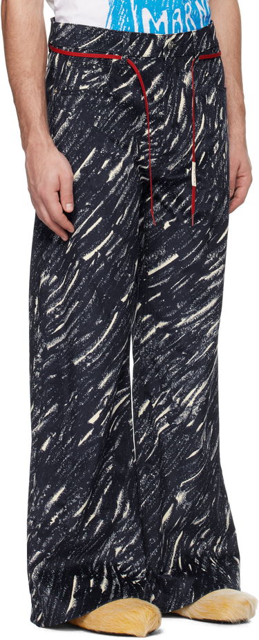 Bukser Marni Marni Flocked Denim Flared Jeans Mørkeblå | PUJU0019A0 UTC432, 1