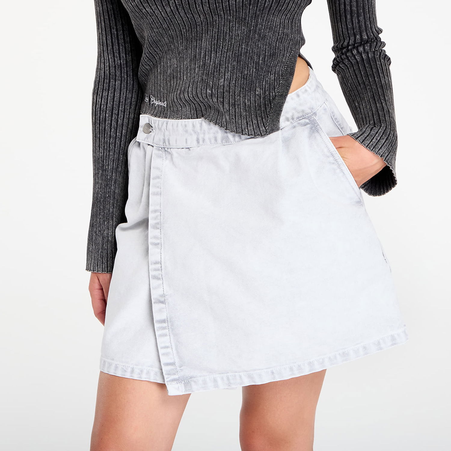Nederdel Carhartt WIP Carhartt WIP Women's Emery Wrap Denim Mini Skirt Hvid | I035575.895F, 1