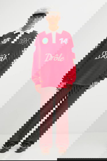 Polo skjorte Drôle de Monsieur Le Polo Racing Long Sleeve Polo Shirt with Patches Rød | I.PL158.CO127, 5