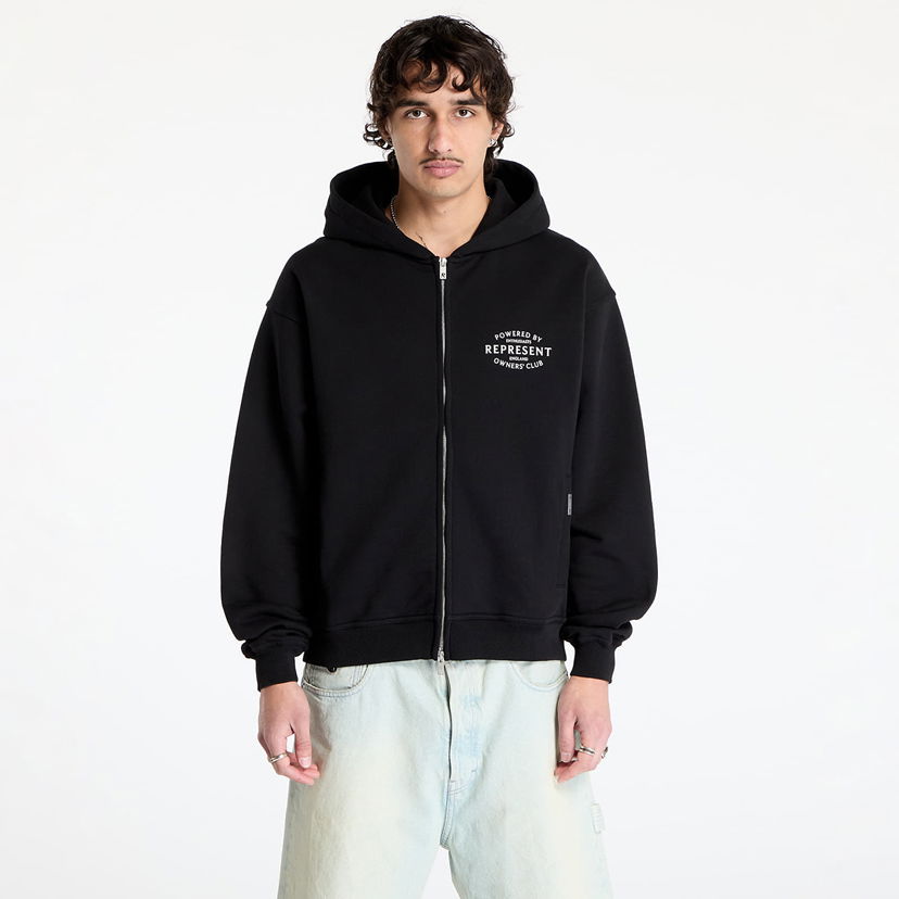 Sweatshirt Represent Clo REPRESENT Owners Club Stamp Zip Up Hoodie Sort | OCM41426-001