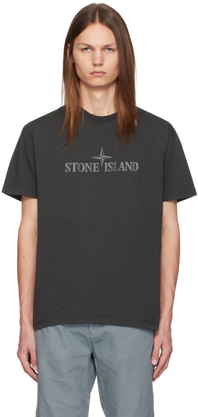 T-shirt Stone Island Gray Bonded Logo T-Shirt Grå | 81152NS80