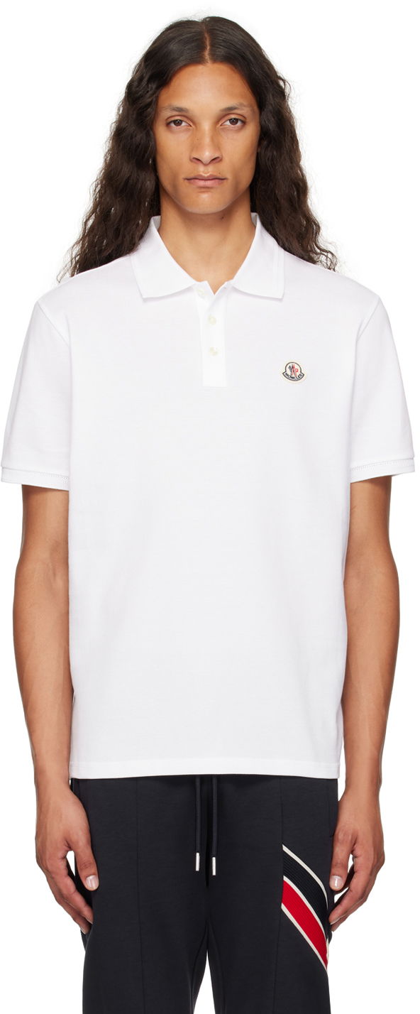 Polo skjorte Moncler Logo Patch Polo Shirt Hvid | J20918A0000984556