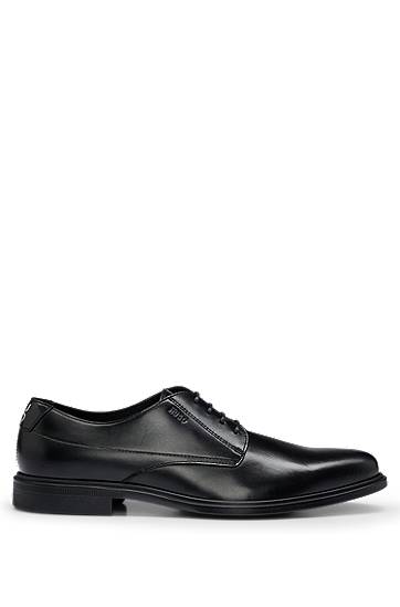 Tilbehør BOSS Nappa Leather Derby Shoes with Embossed Logo Sort | 50497869, 1