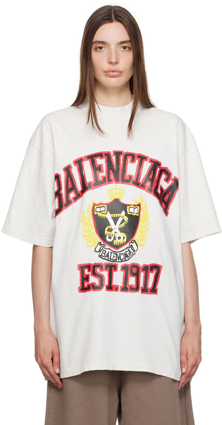 T-shirt Balenciaga DIY College Hvid | 739784 TOVK1, 0