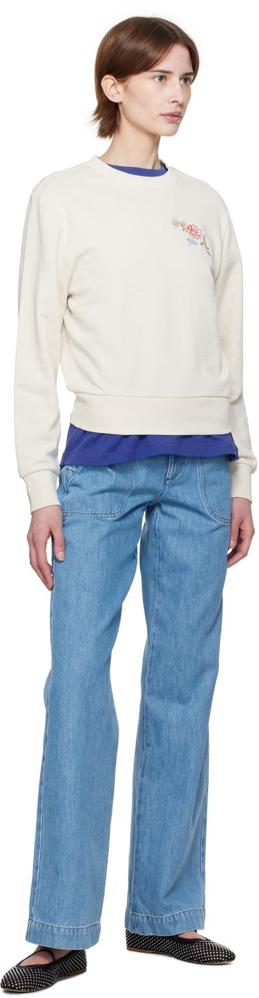 Sweater A.P.C. A.P.C. Evelyn Embroidered Sweatshirt Hvid | COHHA-F27981, 3
