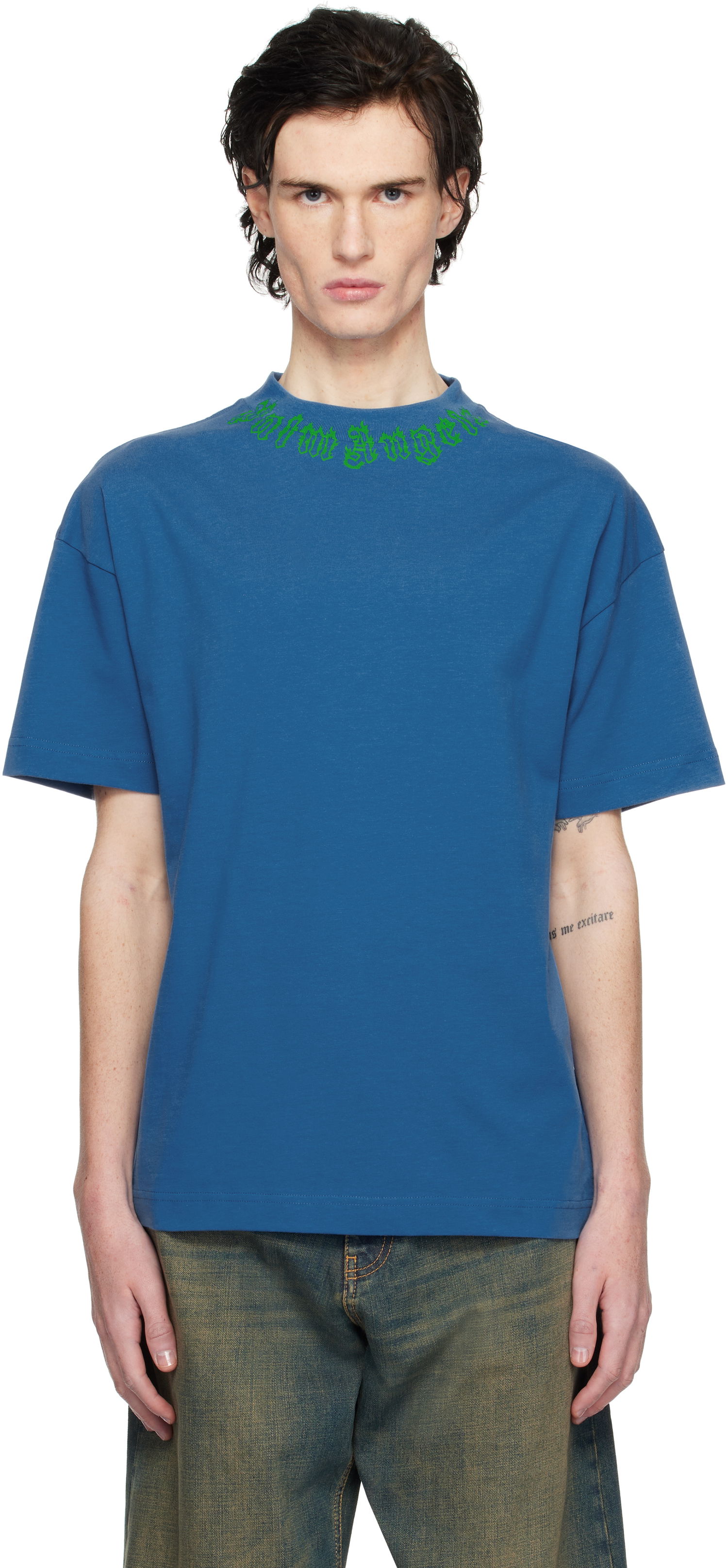 T-shirt Palm Angels Flame Logo Graphic T-Shirt Blå | PMAA001S25JER0024555, 0