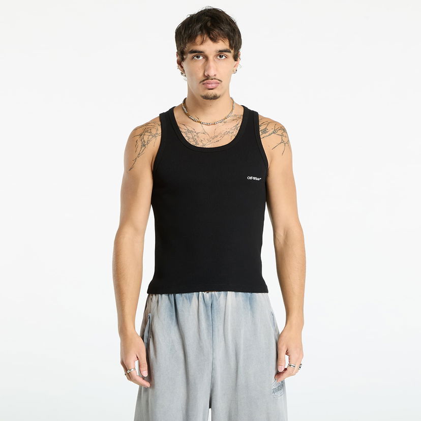 Tanktop Off-White Off-White Bookish Rib Tank Top Sort | OMUY006C99JER0021001