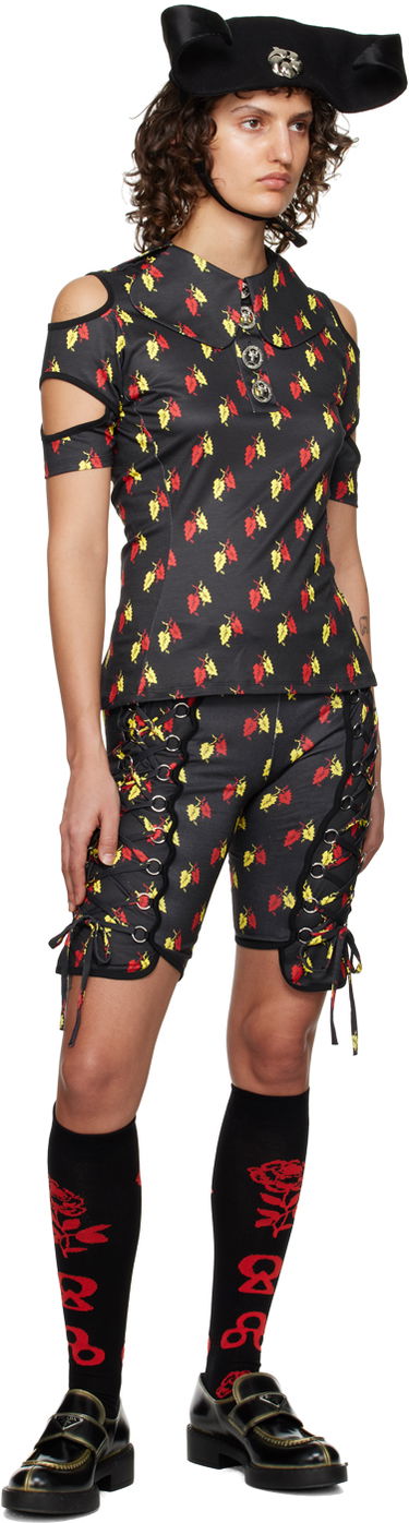 Polo skjorte Chopova Lowena Leaf Print Cut-Out Polo Sort | 2162, 3