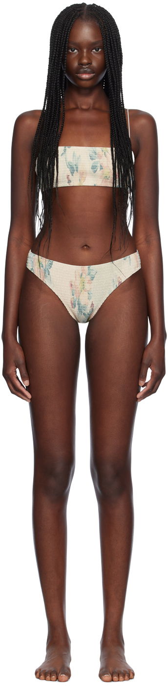 Badetøj TOTEME TOTEME Smocked Mid-Rise Bikini Flerfarvet | 243-WSW1079FB0249/2WRW3263FB0249