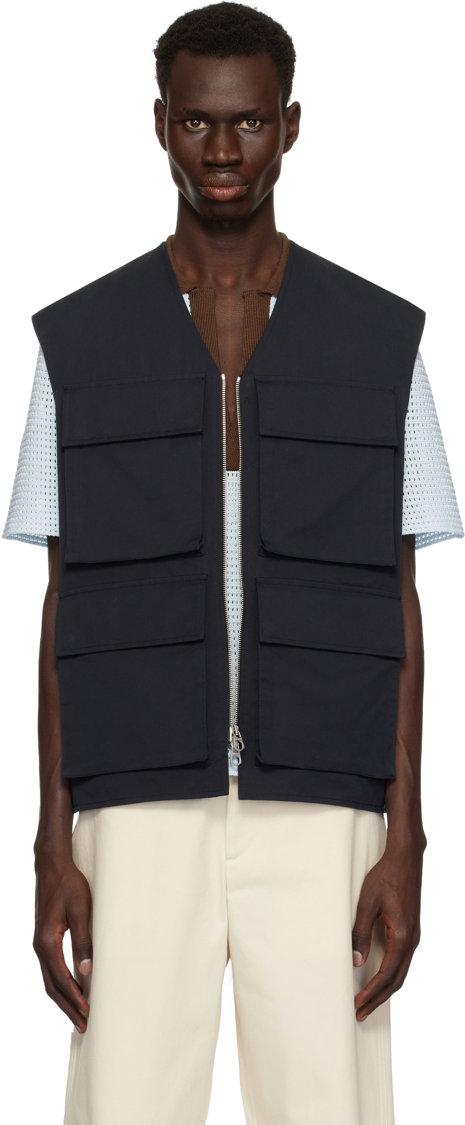 Vest Jil Sander Jil Sander Bellows Pocket Vest Mørkeblå | J22SW0001_J45266, 0