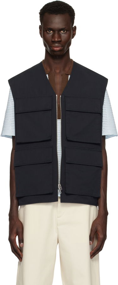 Vest Jil Sander Jil Sander Bellows Pocket Vest Mørkeblå | J22SW0001_J45266, 0