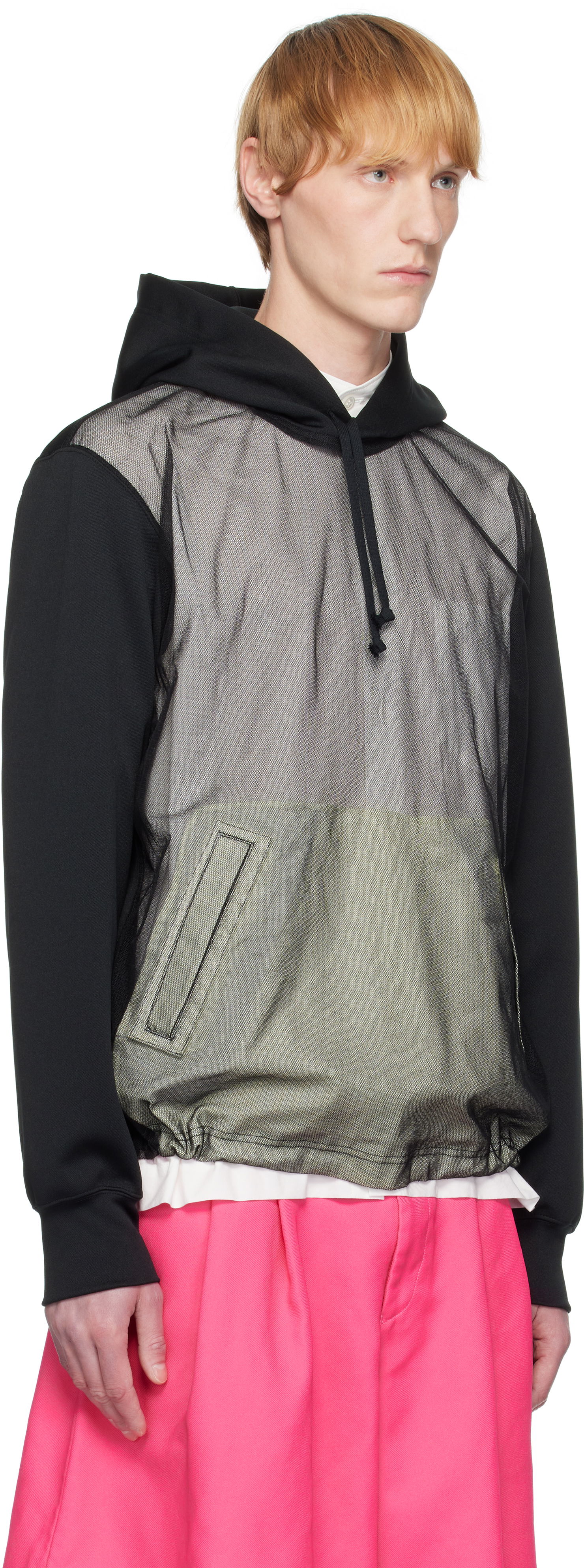 Sweatshirt Comme des Garçons Homme Plus Smooth Thick & Tulle Hoodie Sort | PO-T030-051, 1