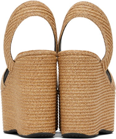 Sneakers og sko Alaïa ALAÏA Wedge Paper Straw Heeled Sandals Beige | AA3S129TK054, 1