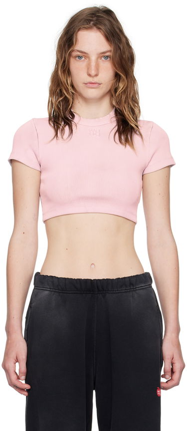 Crop top Alexander Wang Embossed Logo Cropped T-Shirt Lyserød | 4CC2241468, 0