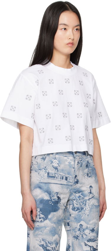 Crop top Off-White Off-White Little Arrows Lurex Crop T-Shirt Hvid | OWAA090S25JER0040172, 1