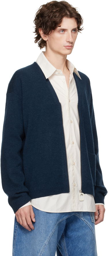 Sweater JW Anderson JW Anderson V-Neck Zip-Up Cardigan Grå | KW1435-YN0443, 4